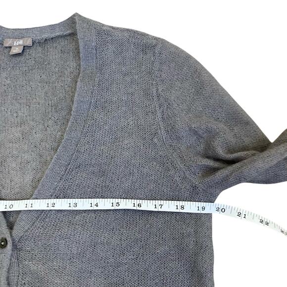 J. Jill Sz M Gossamer Loose Knit Mohair Wool Cardigan Grey Minimalist Delicate - Picture 12 of 16